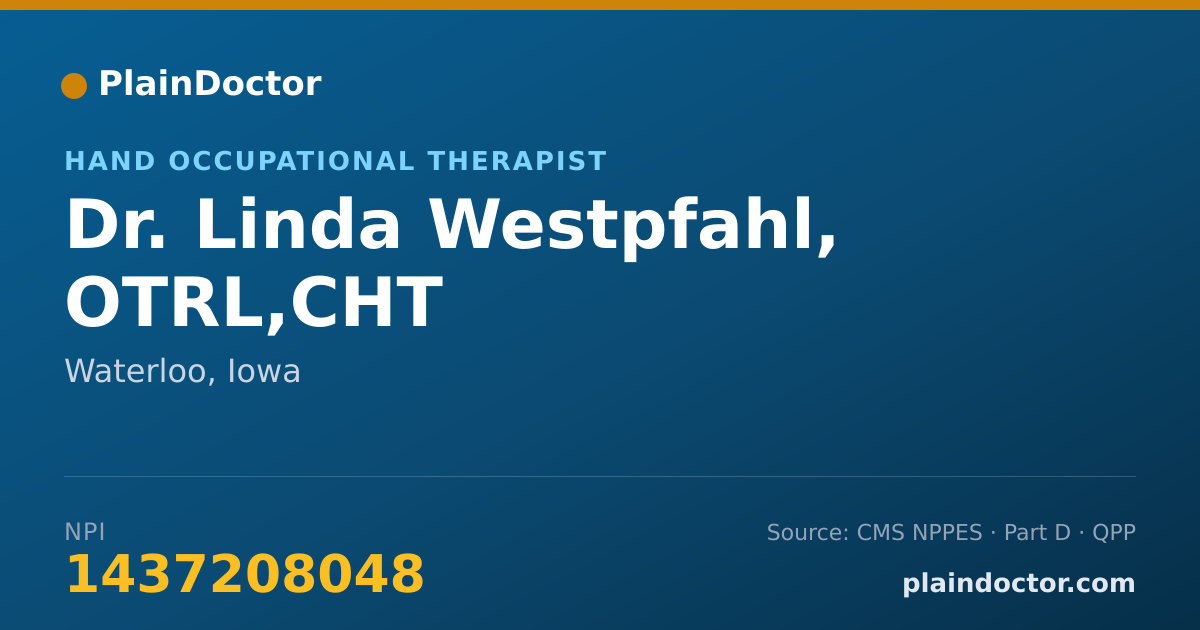 Shareable card for Linda Westpfahl, OTRL,CHT - Hand Occupational Therapist, Waterloo, IA