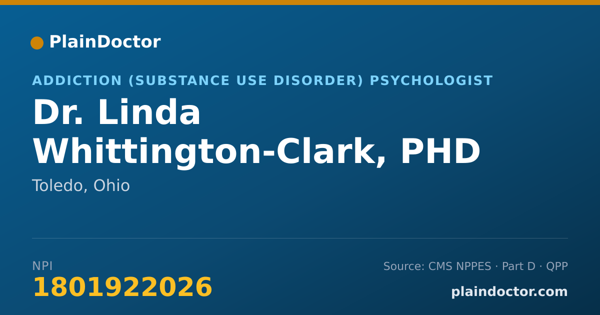 Shareable card for Linda Whittington-Clark, PHD - Addiction (Substance Use Disorder) Psychologist, Toledo, OH