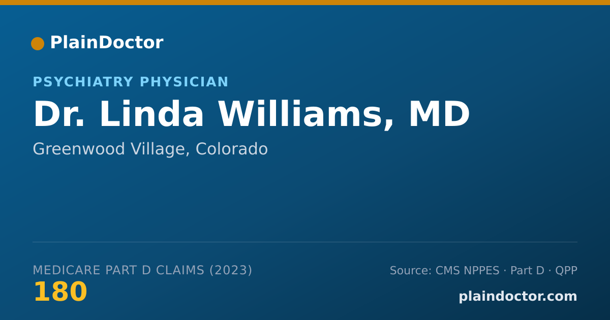 Shareable card for Linda Williams, MD - Psychiatry Physician, Greenwood Village, CO
