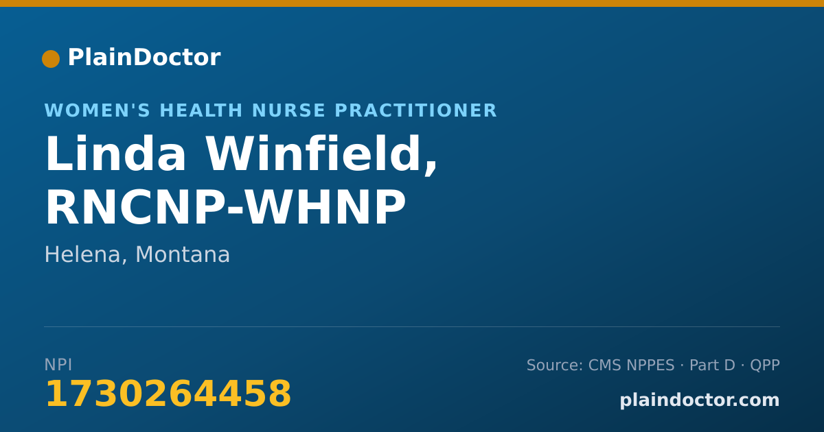 Shareable card for Linda Winfield, RNCNP-WHNP - Women's Health Nurse Practitioner, Helena, MT