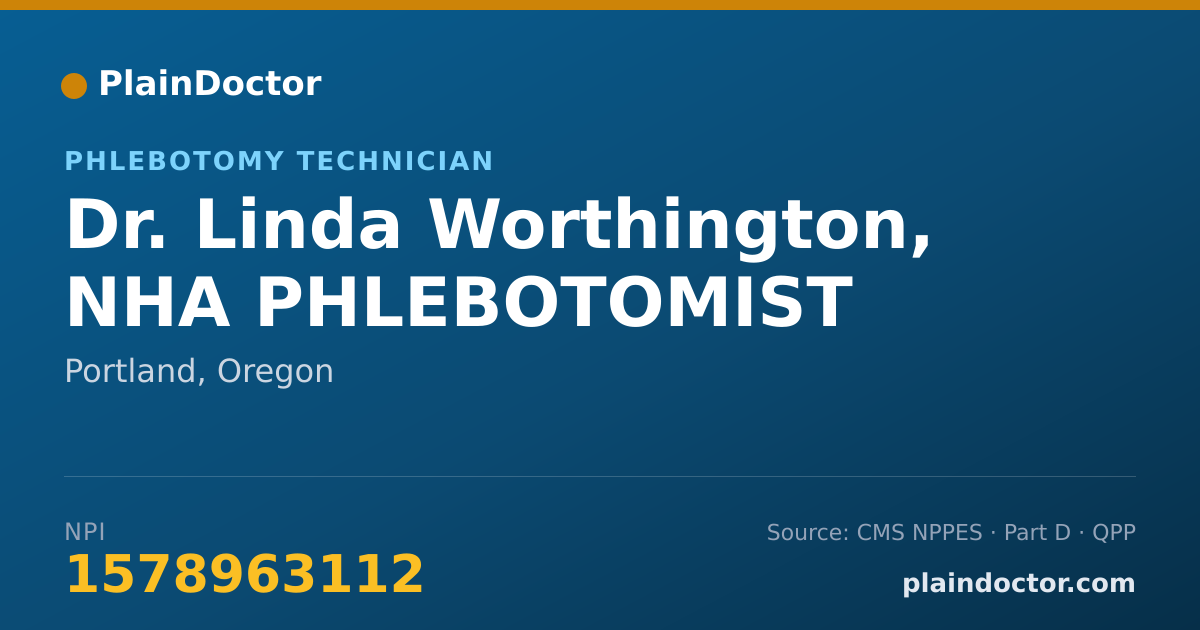 Shareable card for Linda Worthington, NHA PHLEBOTOMIST - Phlebotomy Technician, Portland, OR