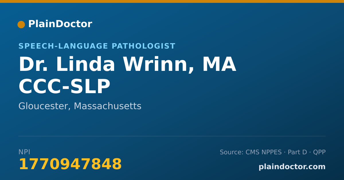 Shareable card for Linda Wrinn, MA CCC-SLP - Speech-Language Pathologist, Gloucester, MA