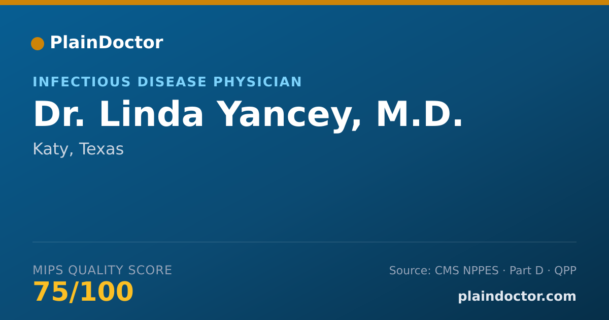 Shareable card for Linda Yancey, M.D. - Infectious Disease Physician, Katy, TX