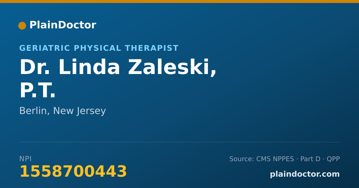 Shareable card for Linda Zaleski, P.T. - Geriatric Physical Therapist, Berlin, NJ