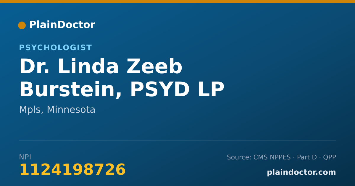 Shareable card for Linda Zeeb Burstein, PSYD LP - Psychologist, Mpls, MN