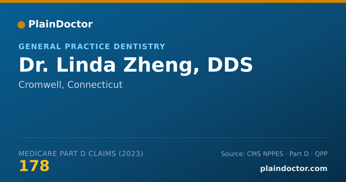 Shareable card for Linda Zheng, DDS - General Practice Dentistry, Cromwell, CT