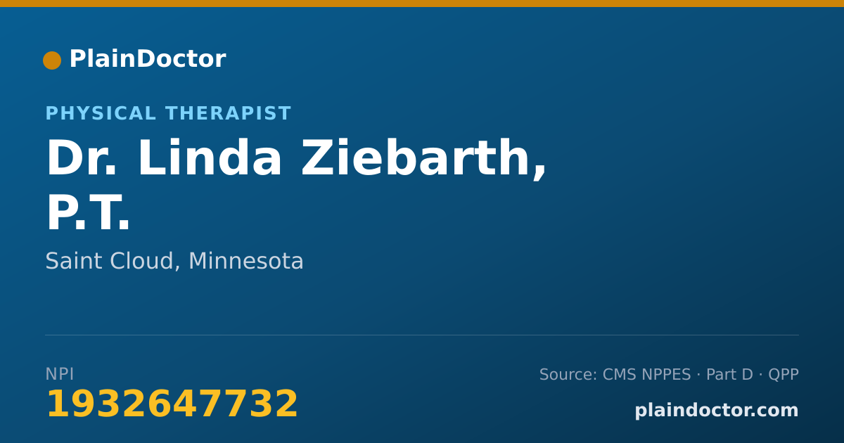 Shareable card for Linda Ziebarth, P.T. - Physical Therapist, Saint Cloud, MN