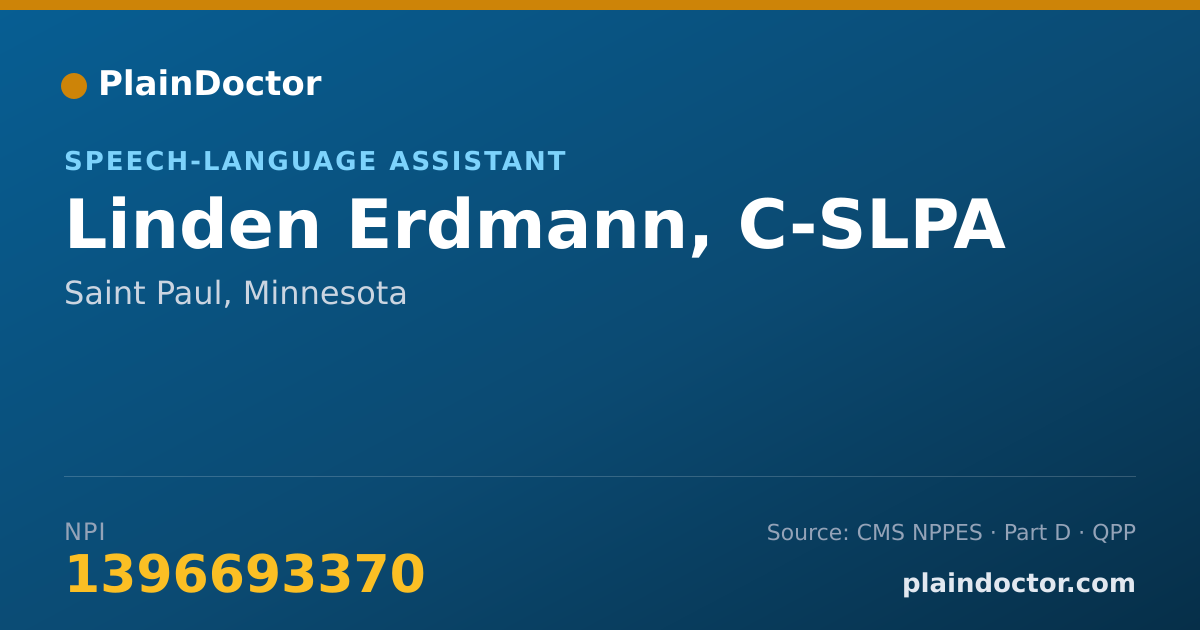 Shareable card for Linden Erdmann, C-SLPA - Speech-Language Assistant, Saint Paul, MN