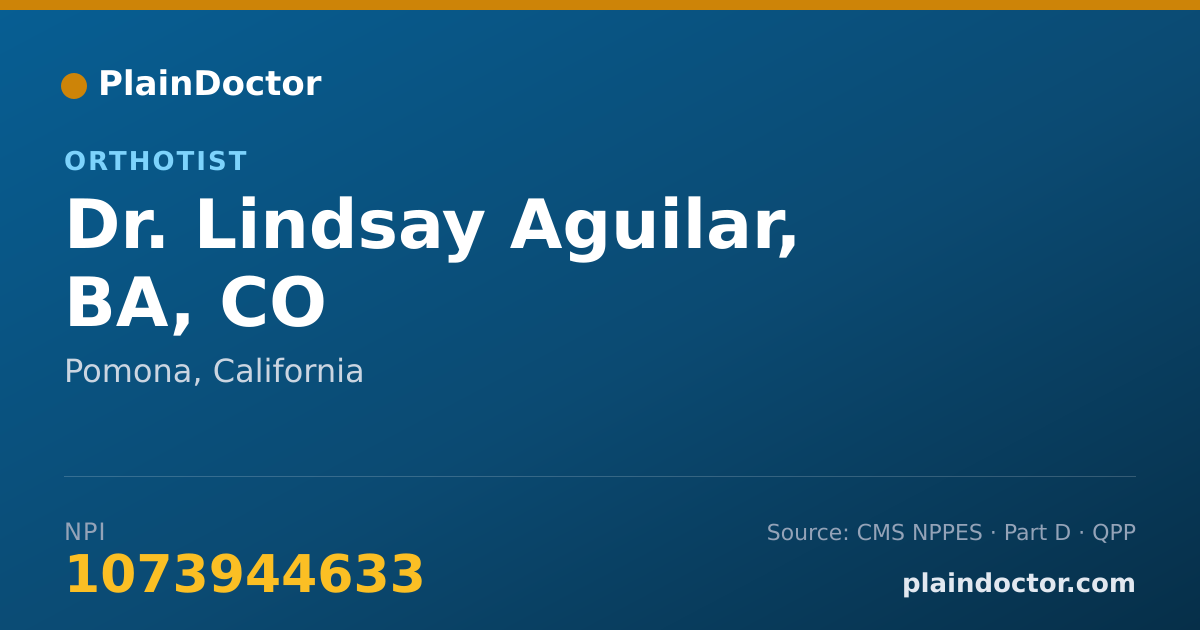 Shareable card for Lindsay Aguilar, BA, CO - Orthotist, Pomona, CA