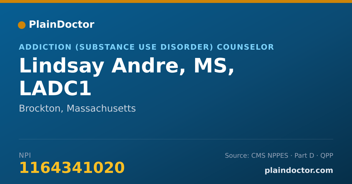 Shareable card for Lindsay Andre, MS, LADC1 - Addiction (Substance Use Disorder) Counselor, Brockton, MA