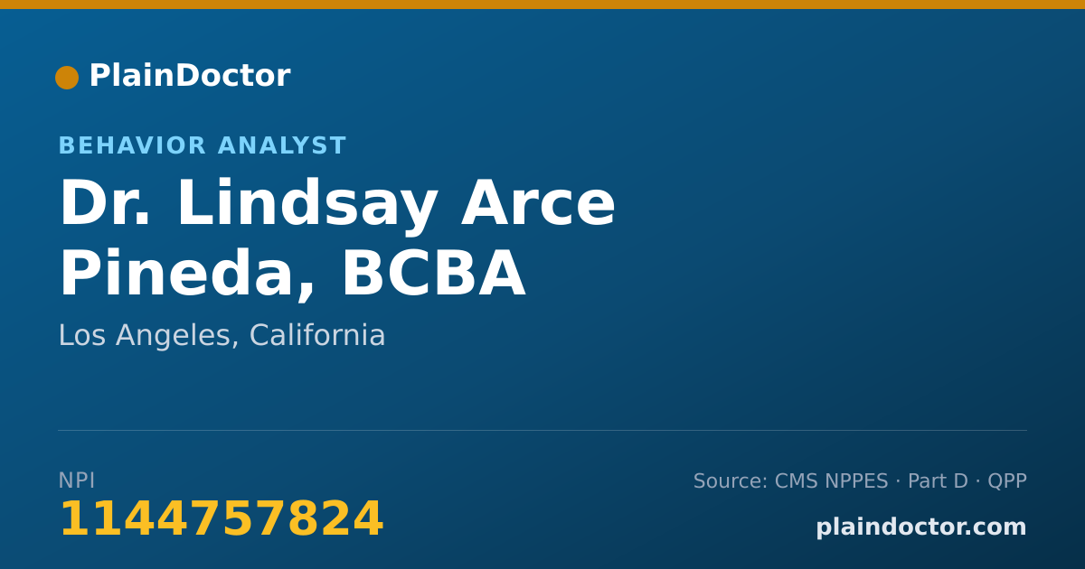 Shareable card for Lindsay Arce Pineda, BCBA - Behavior Analyst, Los Angeles, CA