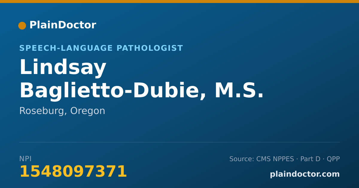 Shareable card for Lindsay Baglietto-Dubie, M.S. - Speech-Language Pathologist, Roseburg, OR