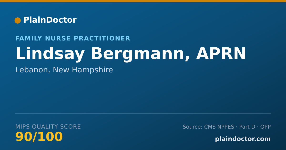 Shareable card for Lindsay Bergmann, APRN - Family Nurse Practitioner, Lebanon, NH