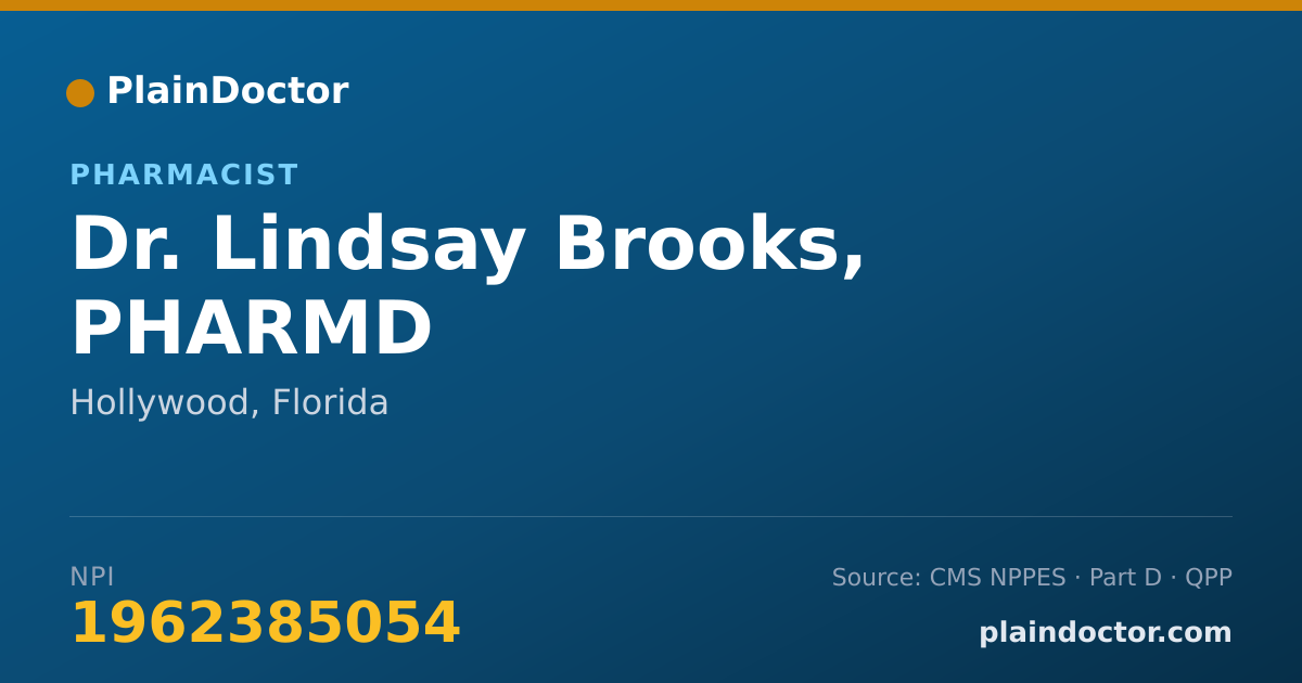 Shareable card for Lindsay Brooks, PHARMD - Pharmacist, Hollywood, FL