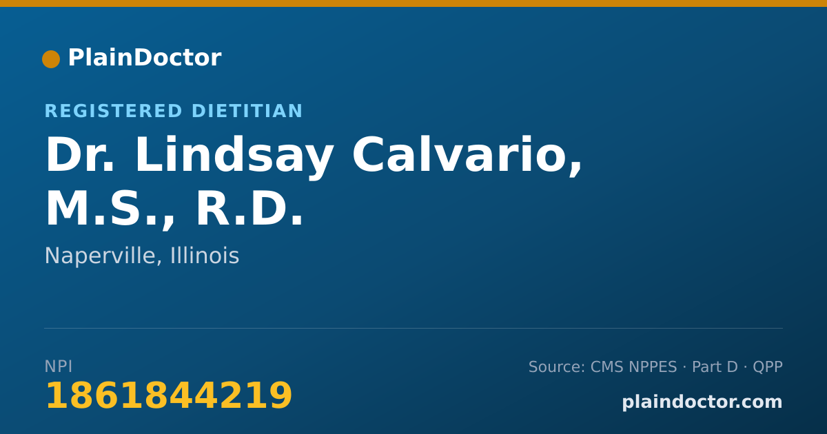 Shareable card for Lindsay Calvario, M.S., R.D. - Registered Dietitian, Naperville, IL