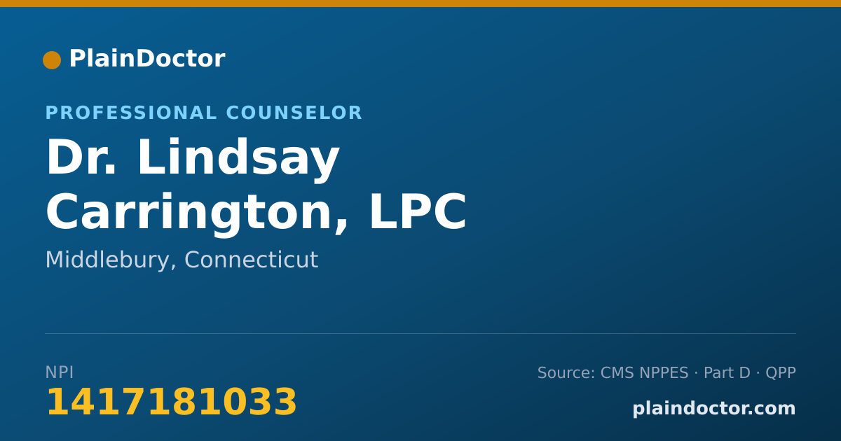 Shareable card for Lindsay Carrington, LPC - Professional Counselor, Middlebury, CT