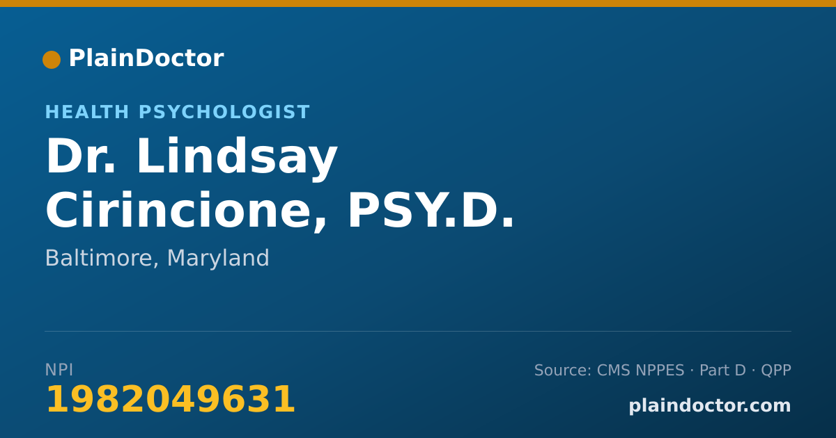 Shareable card for Lindsay Cirincione, PSY.D. - Health Psychologist, Baltimore, MD