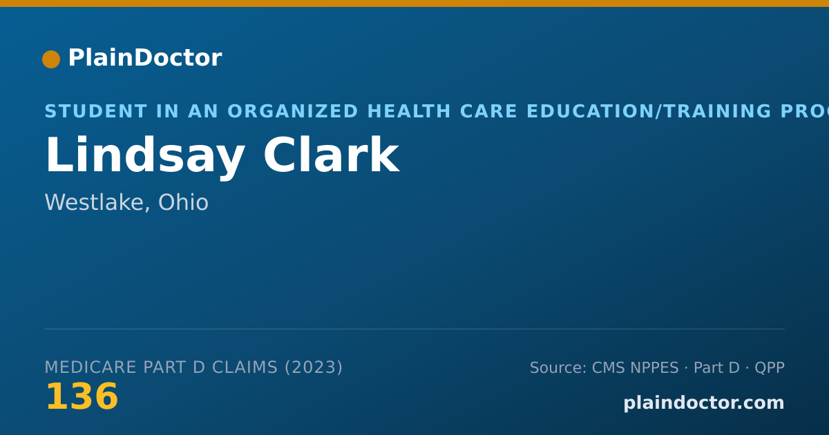 Shareable card for Lindsay Clark - Student in an Organized Health Care Education/Training Program, Westlake, OH