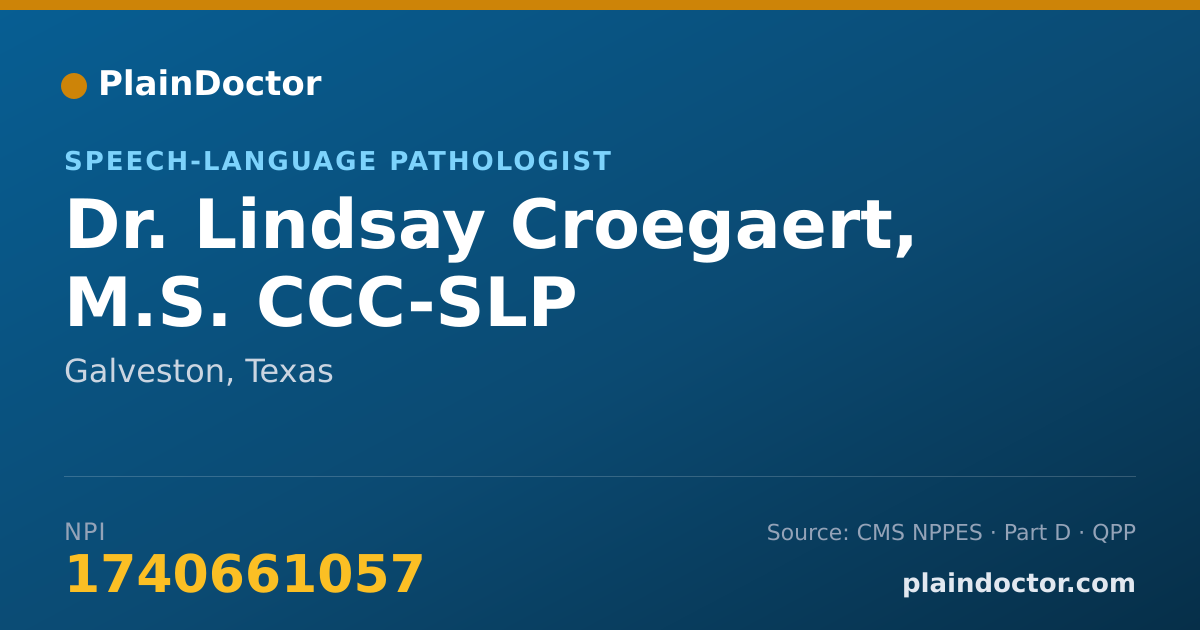 Shareable card for Lindsay Croegaert, M.S. CCC-SLP - Speech-Language Pathologist, Galveston, TX