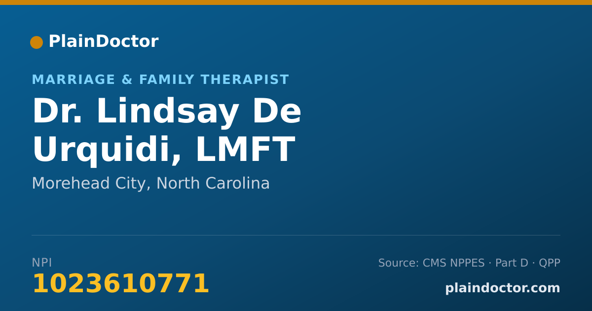 Shareable card for Lindsay De Urquidi, LMFT - Marriage & Family Therapist, Morehead City, NC