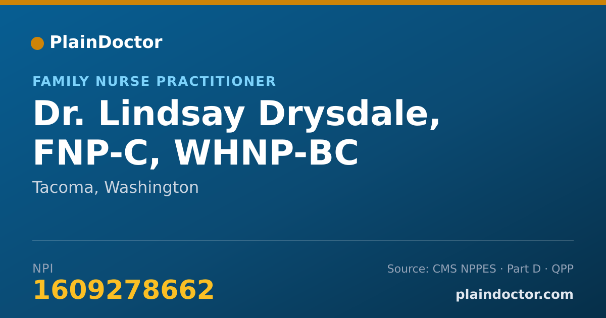 Shareable card for Lindsay Drysdale, FNP-C, WHNP-BC - Family Nurse Practitioner, Tacoma, WA