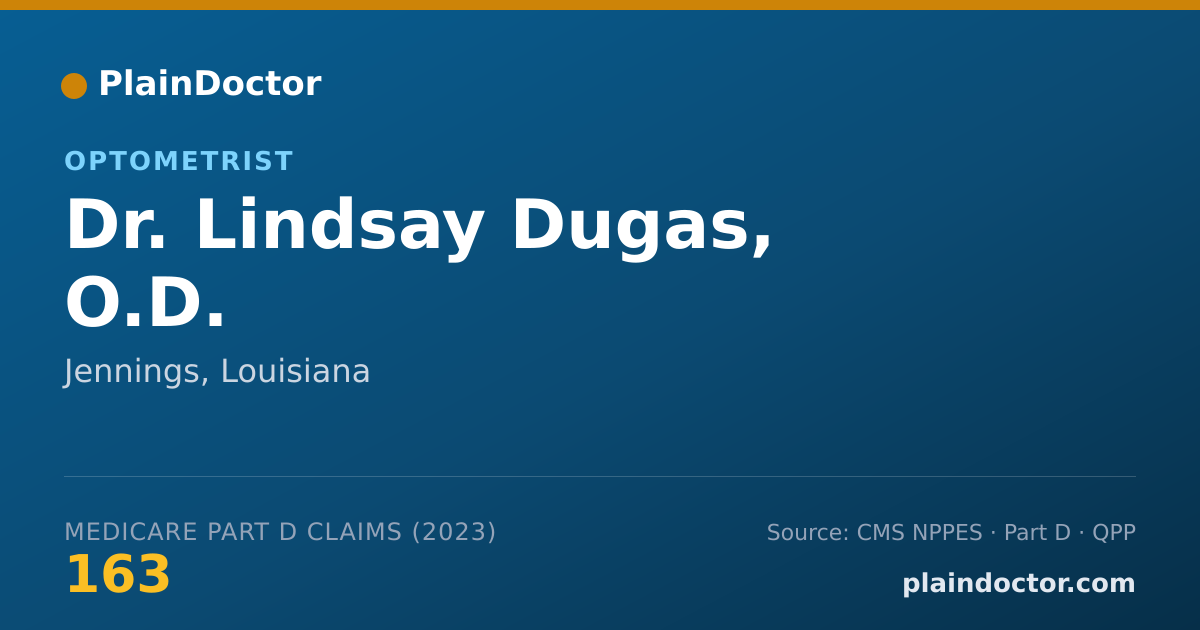 Shareable card for Lindsay Dugas, O.D. - Optometrist, Jennings, LA