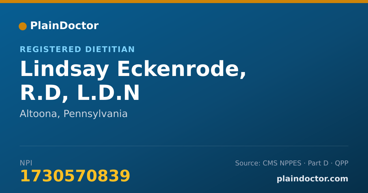Shareable card for Lindsay Eckenrode, R.D, L.D.N - Registered Dietitian, Altoona, PA