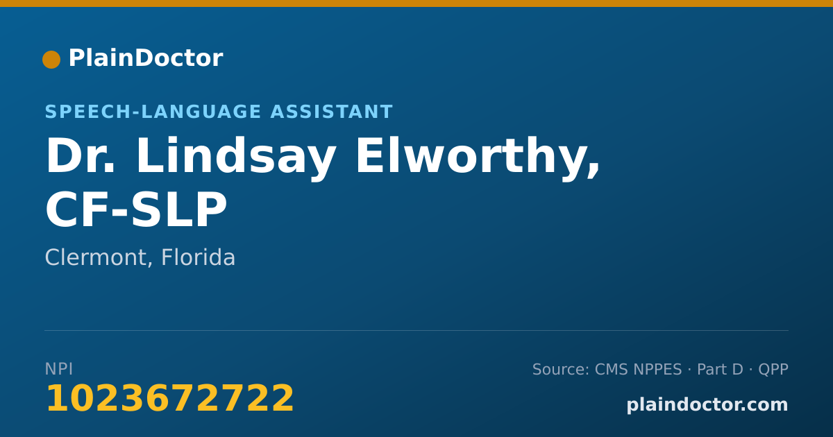 Shareable card for Lindsay Elworthy, CF-SLP - Speech-Language Assistant, Clermont, FL