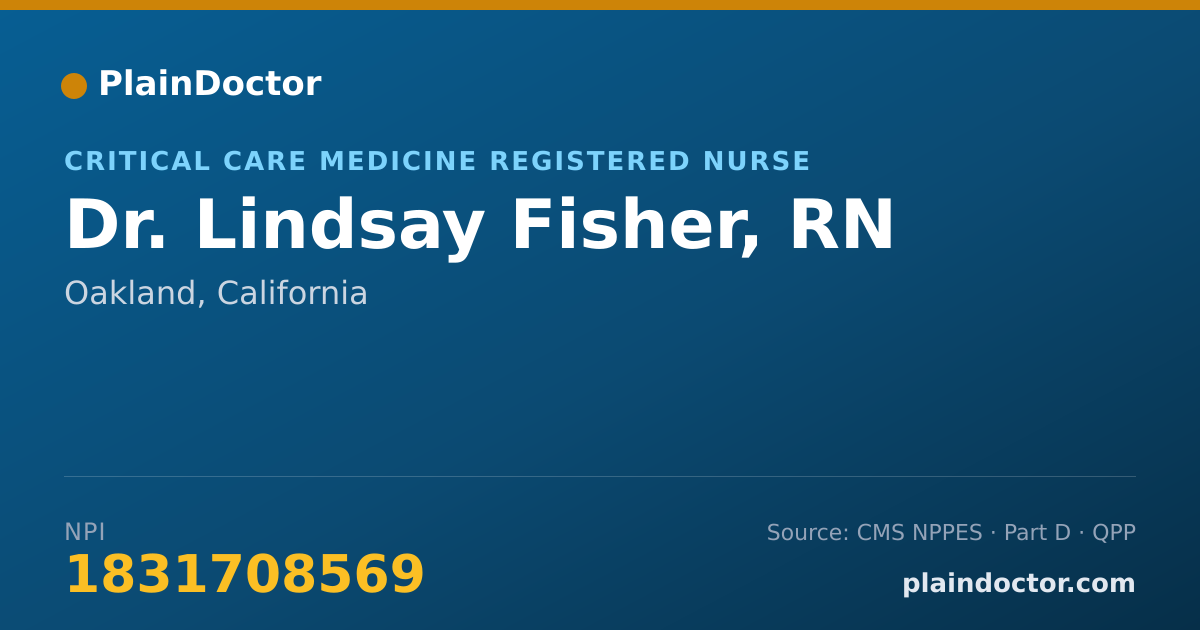 Shareable card for Lindsay Fisher, RN - Critical Care Medicine Registered Nurse, Oakland, CA