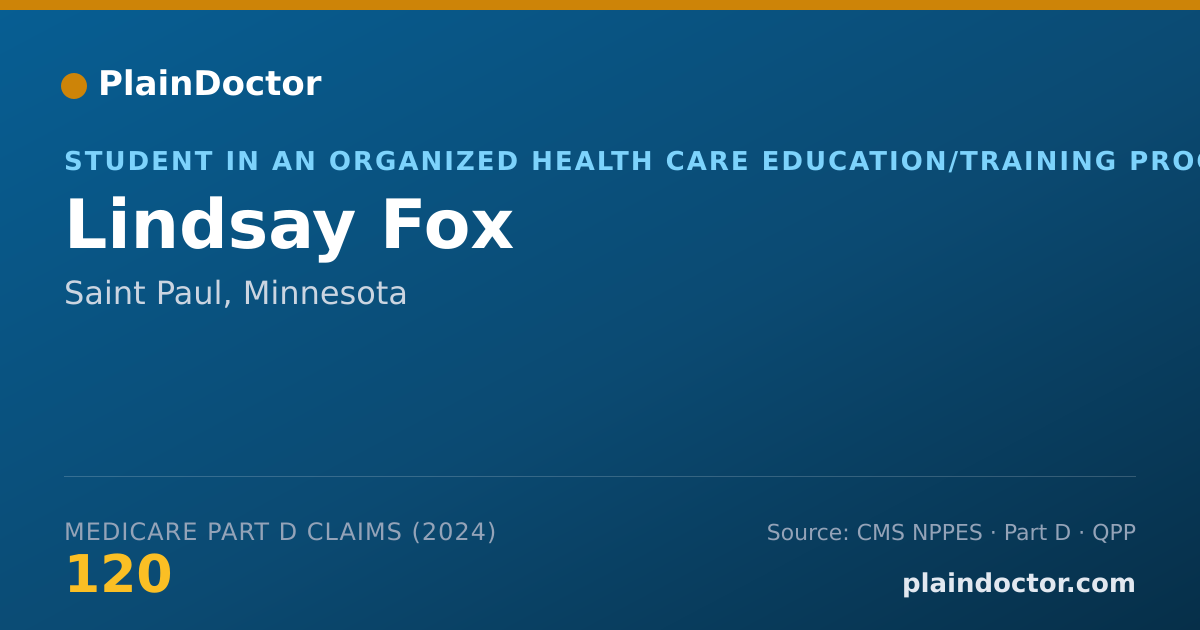 Shareable card for Lindsay Fox - Student in an Organized Health Care Education/Training Program, Saint Paul, MN