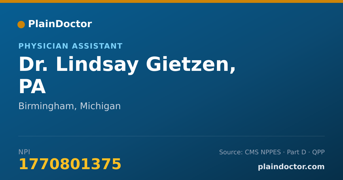 Shareable card for Lindsay Gietzen, PA - Physician Assistant, Birmingham, MI