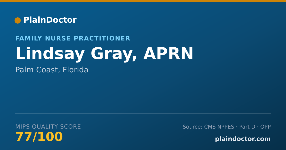 Shareable card for Lindsay Gray, APRN - Family Nurse Practitioner, Palm Coast, FL