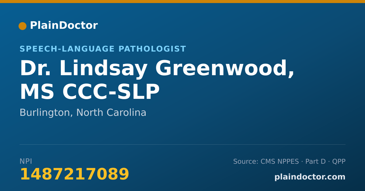 Shareable card for Lindsay Greenwood, MS CCC-SLP - Speech-Language Pathologist, Burlington, NC