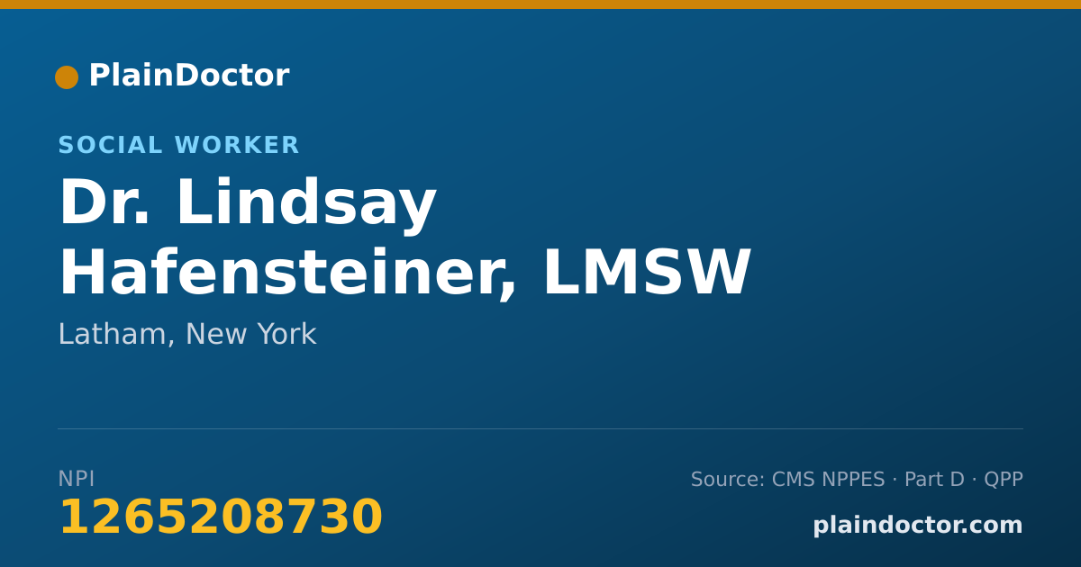 Shareable card for Lindsay Hafensteiner, LMSW - Social Worker, Latham, NY