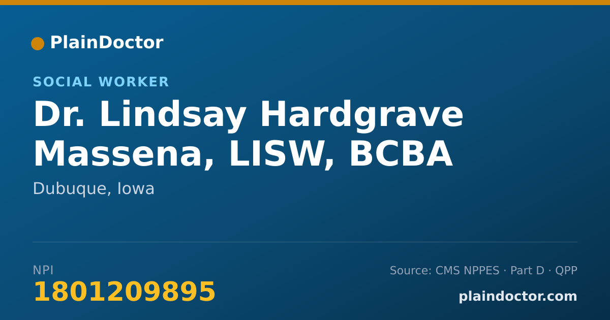 Shareable card for Lindsay Hardgrave Massena, LISW, BCBA - Social Worker, Dubuque, IA