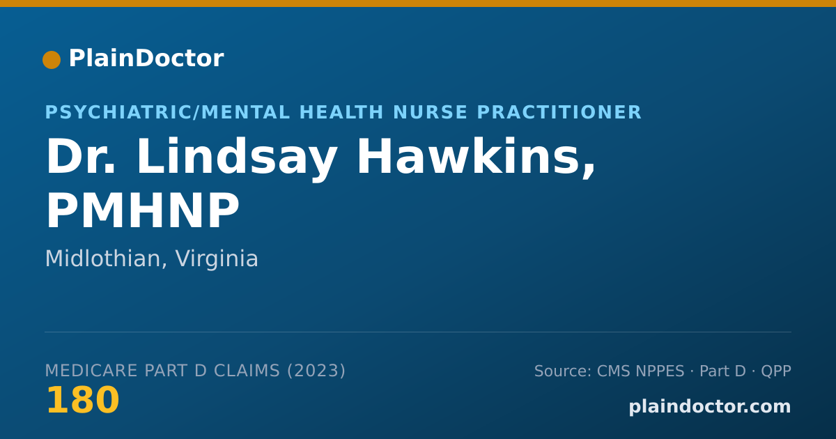 Shareable card for Lindsay Hawkins, PMHNP - Psychiatric/Mental Health Nurse Practitioner, Midlothian, VA