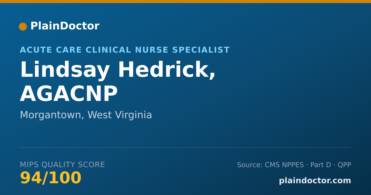 Shareable card for Lindsay Hedrick, AGACNP - Acute Care Clinical Nurse Specialist, Morgantown, WV