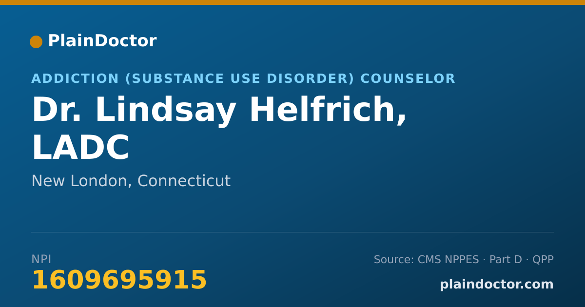 Shareable card for Lindsay Helfrich, LADC - Addiction (Substance Use Disorder) Counselor, New London, CT