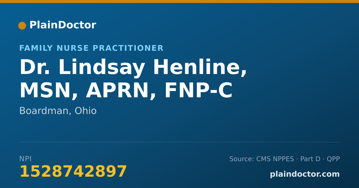 Shareable card for Lindsay Henline, MSN, APRN, FNP-C - Family Nurse Practitioner, Boardman, OH