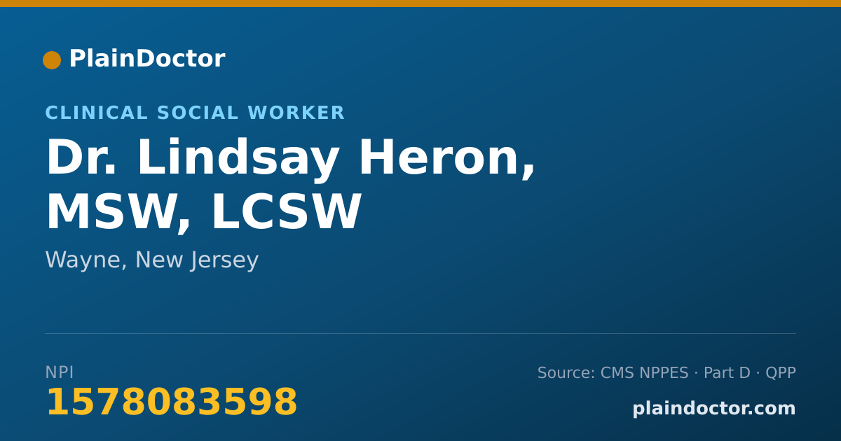 Shareable card for Lindsay Heron, MSW, LCSW - Clinical Social Worker, Wayne, NJ