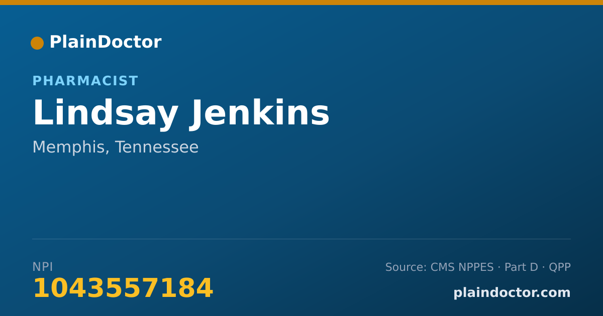 Shareable card for Lindsay Jenkins - Pharmacist, Memphis, TN