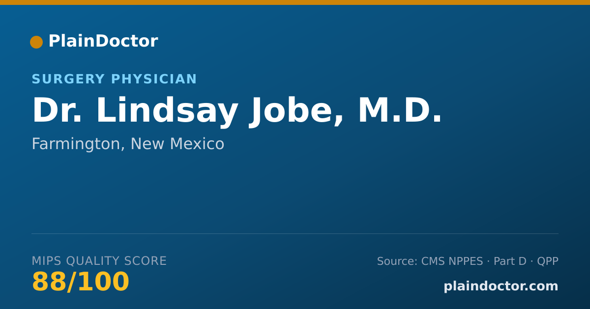 Shareable card for Lindsay Jobe, M.D. - Surgery Physician, Farmington, NM