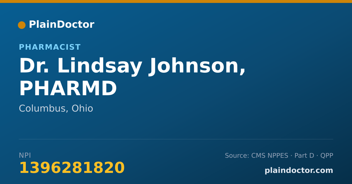 Shareable card for Lindsay Johnson, PHARMD - Pharmacist, Columbus, OH