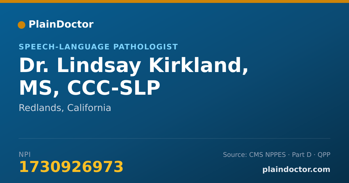 Shareable card for Lindsay Kirkland, MS, CCC-SLP - Speech-Language Pathologist, Redlands, CA