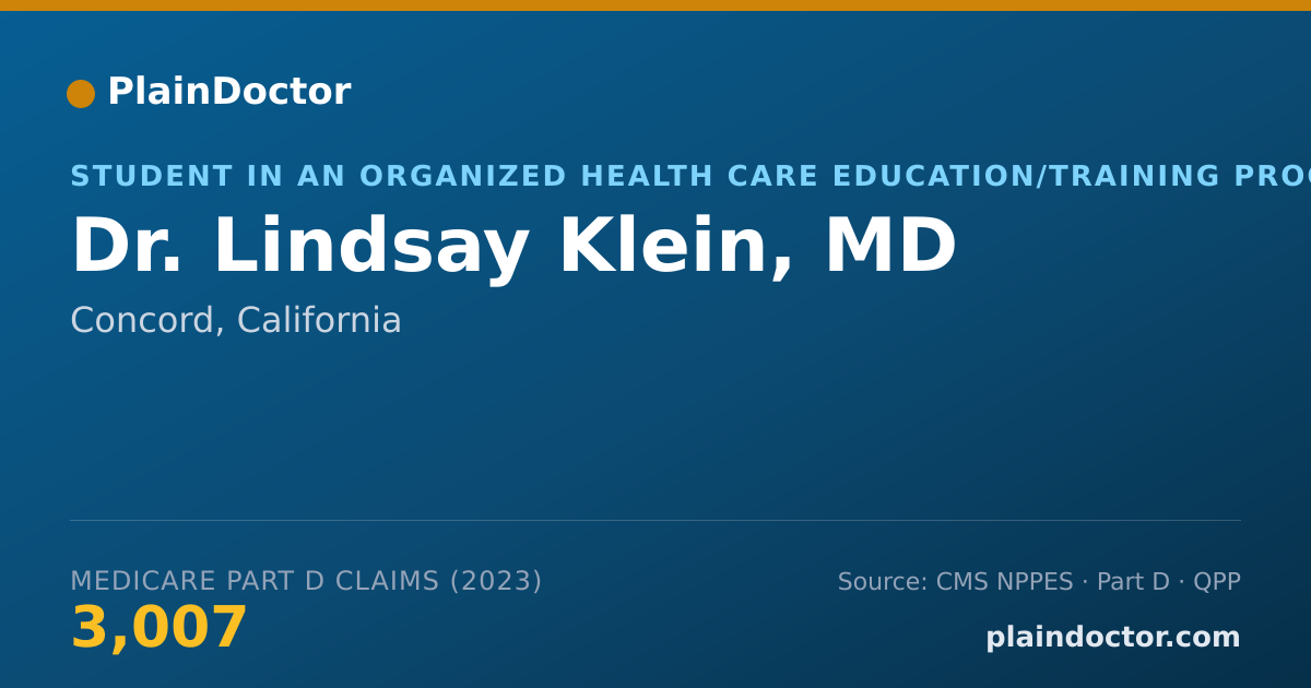 Shareable card for Lindsay Klein, MD - Student in an Organized Health Care Education/Training Program, Concord, CA