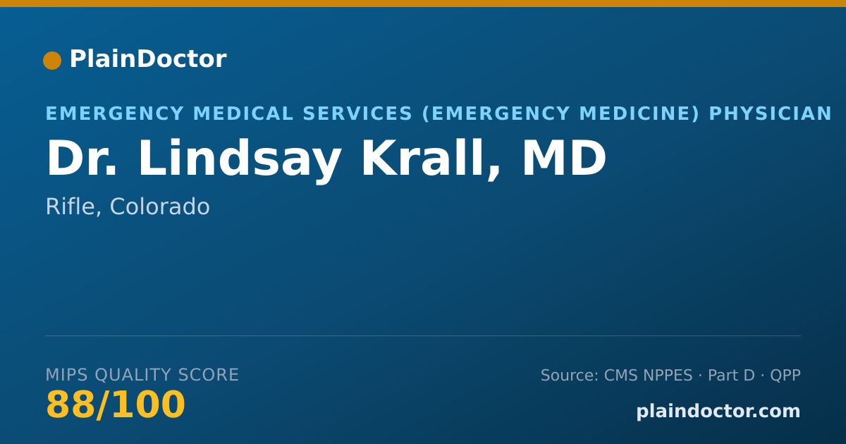 Shareable card for Lindsay Krall, MD - Emergency Medical Services (Emergency Medicine) Physician, Rifle, CO