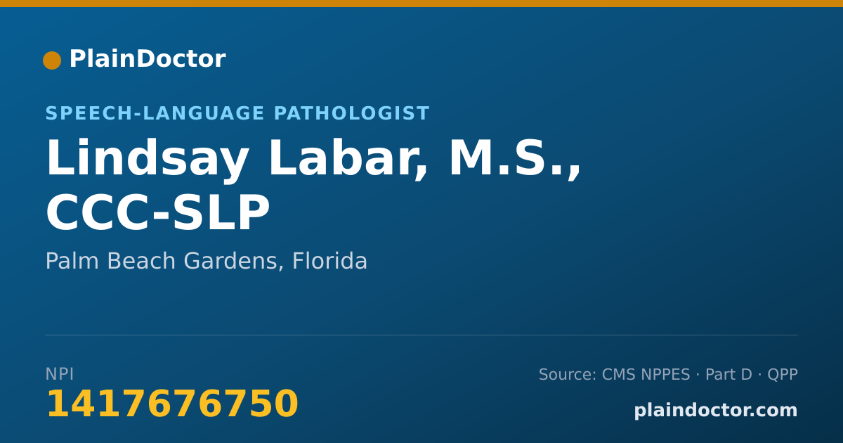 Shareable card for Lindsay Labar, M.S., CCC-SLP - Speech-Language Pathologist, Palm Beach Gardens, FL