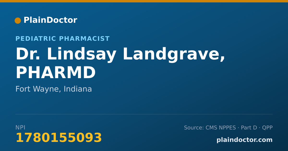 Shareable card for Lindsay Landgrave, PHARMD - Pediatric Pharmacist, Fort Wayne, IN