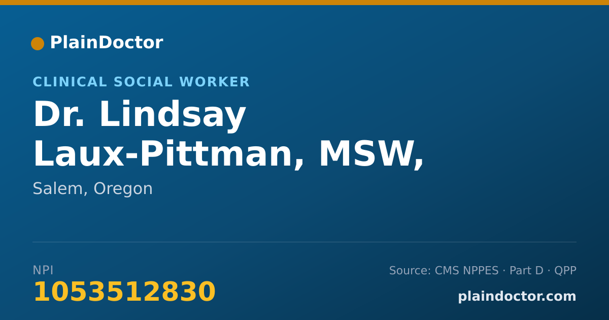 Shareable card for Lindsay Laux-Pittman, MSW, LCSW - Clinical Social Worker, Salem, OR