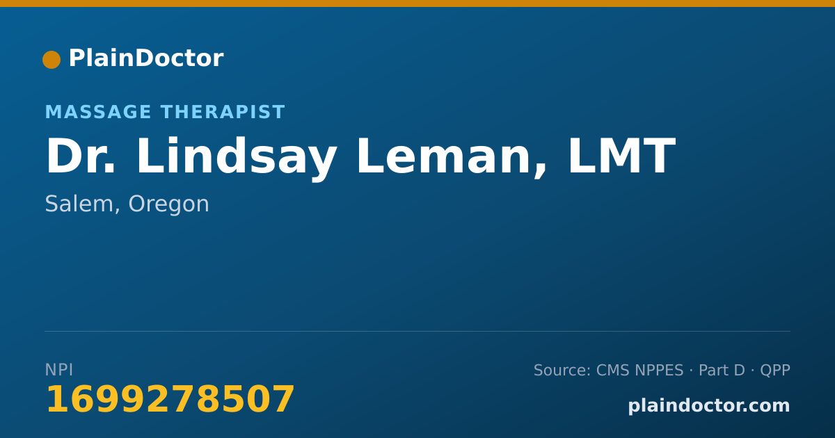 Shareable card for Lindsay Leman, LMT - Massage Therapist, Salem, OR